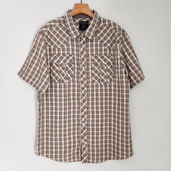 Random Access Pearl Snap Shirt Plaid Flap Pockets Cowboy Western Mens XL - Picture 7 of 14